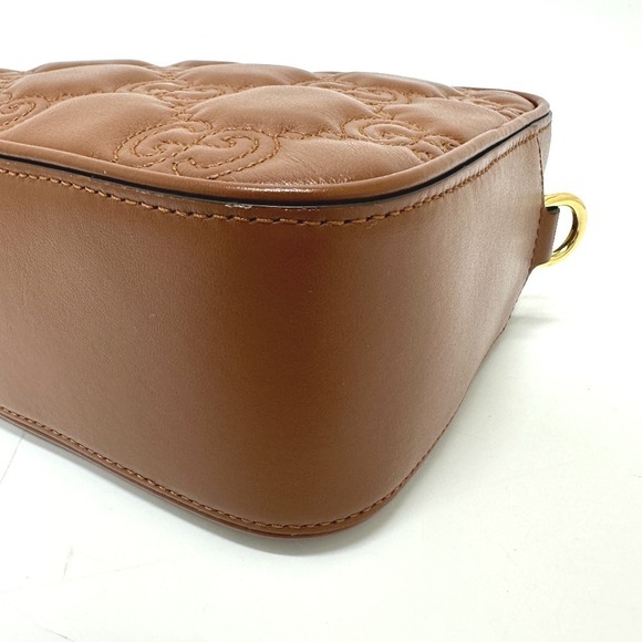 Gucci GG Matelasse Double Crossbody Shoulder Bag Brown Leather - Picture 4 of 15
